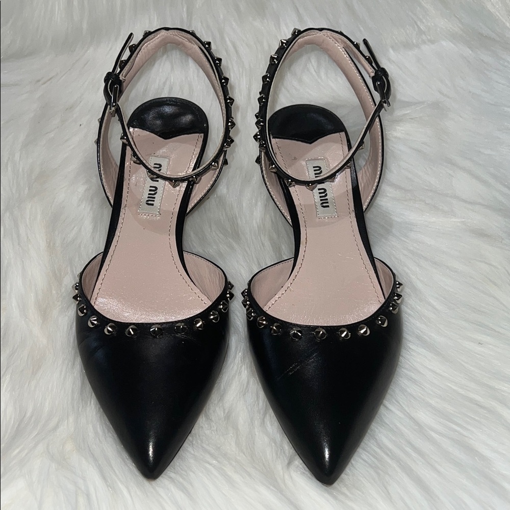 Miu Miu Black and Pink Studded Heels